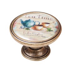 Vintage Chic Tea-Time Cupboard Knob Antique Brass