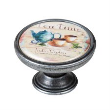 Vintage Chic Tea-Time Cupboard Knob Old Silver