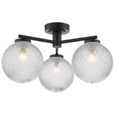 Wayne Bathroom Triple Semi Flush Light IP44 Matt Black