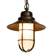 Wheelhouse Pendant Antique Brass Opal Glass