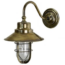 Wheelhouse Outdoor Wall Lantern Renovated Brass Clear Glass