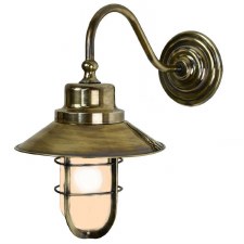 Wheelhouse Outdoor Wall Lantern Renovated Brass Opal Glass