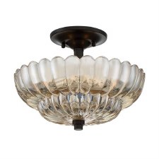 Quoizel Whitecap 3 Light Semi Flush Mottled Cocoa & Amber Glass Quoizel Whitecap 3 Light Semi Flush Mottled Cocoa & Amber Glass