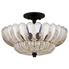 Quoizel Whitecap 4 Light Semi Flush Mottled Cocoa & Amber Glass Quoizel Whitecap 4 Light Semi Flush Mottled Cocoa & Amber Glass
