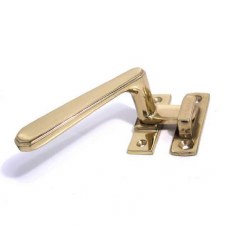 Aston Art Deco Window Fastener Hook Plate Left Hand Polished Brass Lacquered