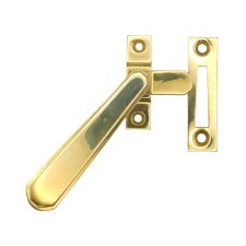 Aston Art Deco Window Fastener Mortice Plate Left Hand Polished Brass Lacquered