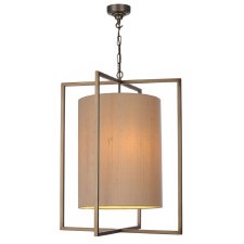 David Hunt Windsor 3 Light Pendant Antique Brass With Bespoke Shade