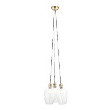 Arne 3 Light Cluster Pendant Clear Glass & Antique Brass
