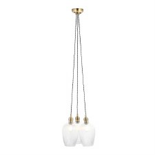 Arne 3 Light Cluster Pendant Ribbed Glass & Antique Brass