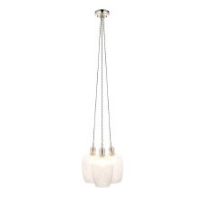 Arne 3 Light Cluster Pendant Ribbed Glass & Bright Nickel Arne 3 Light Cluster Pendant Ribbed Glass & Bright Nickel