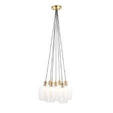 Arne 7 Light Cluster Pendant Clear Glass & Antique Brass