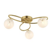 Maye 3 Light Semi Flush Pendant Satin Brass & Confetti Glass