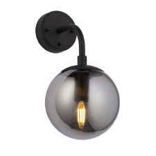 Kimmeridge Wall Light Matt Black & Smoked Glass