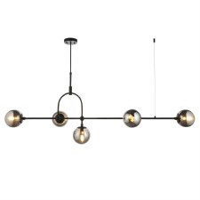Kimmeridge 5 Light Linear Pendant Matt Black & Smoked Glass