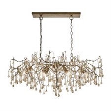 Melbury 6 Light Linear Pendant Aged Gold & Champagne Teardrops Melbury 6 Light Linear Pendant Aged Gold & Champagne Teardrops