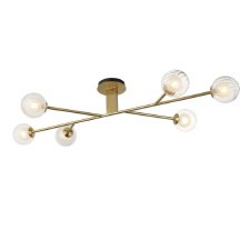 Okeford 6 Light Semi Flush Bar Pendant Satin Brass
