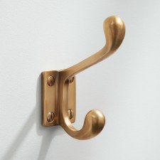 Hampstead Solid Brass Double Coat Hook - Polished Copper, IronmongeryDirect