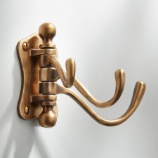 Double Robe Hook Polished Brass - Broughtons Lighting & Ironmongery