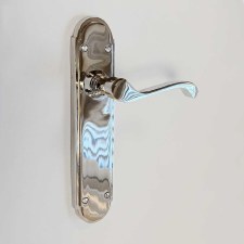 Coronet Long Plate Latch Handles Polished Nickel