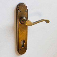 Coronet Euro 92mm Lock Handles Antique Satin Brass