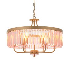 Yetminster 6 Light Crystal Pendant Rose Pink Yetminster 6 Light Crystal Pendant Rose Pink