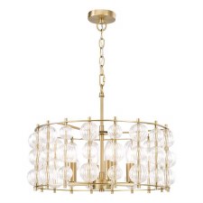 Yuridia 4 Light Pendant Satin Gold & Ribbed Glass