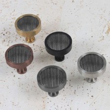 Additional picture of Finesse Immix Reeded Cupboard Knob Pewter & Stainless Steel