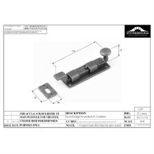 Additional picture of Stonebridge Knob Door Bolt 4" Armor Coat Flat Black Cranked