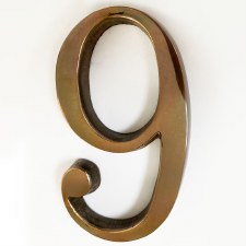 Additional picture of Aston Numeral 6 or 9 Pin Fix Polished Solid Bronze Antiqued