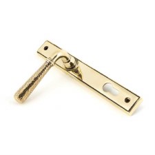 Additional picture of From The Anvil Door Handle Newbury Hammered Espag Lock Set Aged Brass