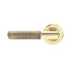 Additional picture of From The Anvil Brompton Lever Door Handles Plain Aged Brass Sprung