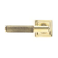Additional picture of From The Anvil Brompton Lever Door Handles Square Aged Brass Sprung