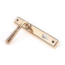 Additional picture of From The Anvil Newbury Hammerd Slim Espag Door Lock Handles Polished Bronze
