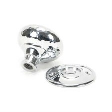 Additional picture of From The Anvil Hammered Mushroom Mortice/Rim Knobs Polished Chrome