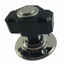Additional picture of Bakelite Deco Tee Door Knobs Black on Nickel Rose