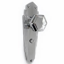 Additional picture of Hexagonal Art Deco Bathroom Knobs Polished Chrome