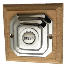 Additional picture of Art Deco Square Bell Push Polished Chrome