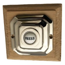 Additional picture of Art Deco Square Bell Push Polished Nickel