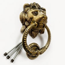 Additional picture of Lion Head Door Knocker with Beaded Ring Renovated Brass