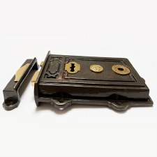 Additional picture of Broughtons Davenport Rim Lock Lacquered Iron