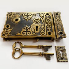 Additional picture of Decorative Rim Lock Renovated Brass