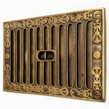 Additional picture of Cast Decorative Hit & Miss Air Vent Large Antique Satin Brass