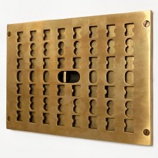 Additional picture of Cast Hit & Miss Air Vent Large Antique Satin Brass