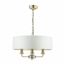 Additional picture of Laura Ashley Sorrento 3 Light Pendant Antique Brass with Shade