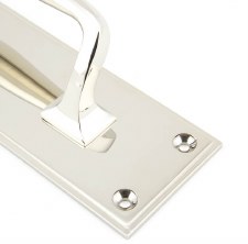 Additional picture of From The Anvil Art Deco Pull Handle on Backplate Small Polished Nickel