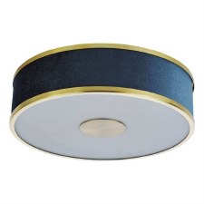 Additional picture of Alvaro 3 Light Flush Ceiling Light Brushed Brass & Blue Shade