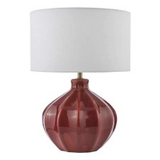 Additional picture of Amrita Table Lamp Red Glaze & White Shade