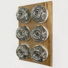 Additional picture of Art Nouveau Round Dolly Light Switch 6 Gang Polished Chrome