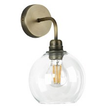 Additional picture of David Hunt Apollo Wall Light Antique Brass with Clear Glass