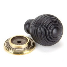 Additional picture of From The Anvil Beehive Cabinet Knob Ebony & Antique Brass Large